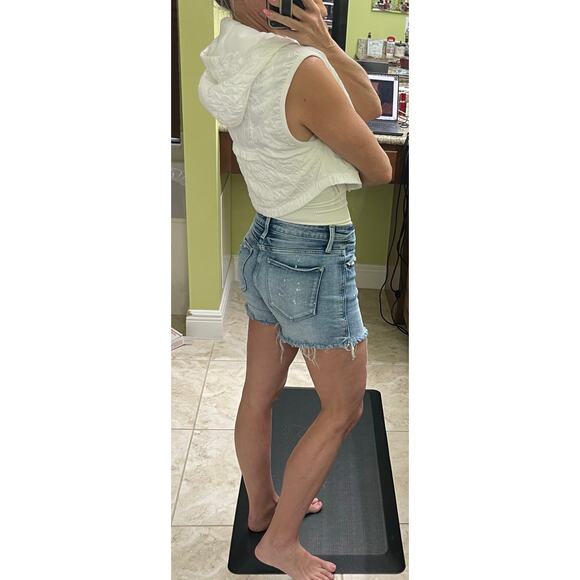 Free People Drift Away Micro Vest white sleeveless puff hoodie crop medium - Picture 5 of 13